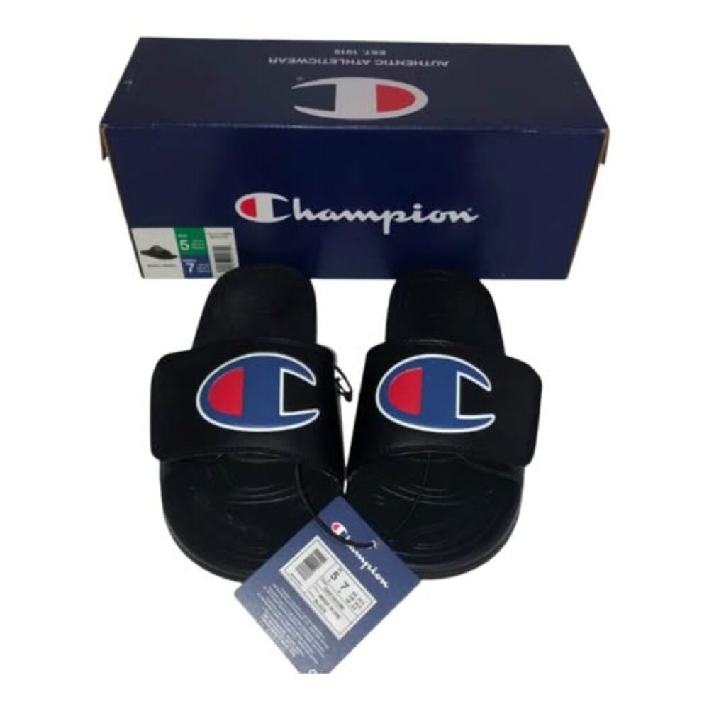 Black Unisex Champion Mega Slides Men's Size 5  Women's Size 7 NIB